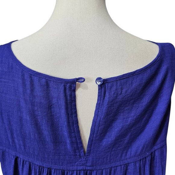 J.Jill Tiered Sleeveless Boho Cottage Flowy Maxi Sundress Royal Purple Size L - Picture 8 of 11